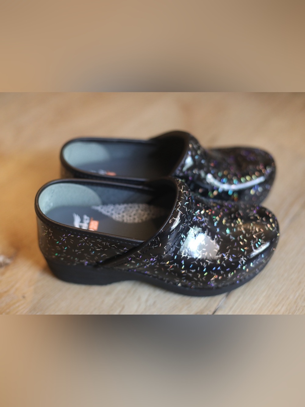 Dansko XP 2.0 Black Holographic Glitter Professional Clogs Size EU 37 / US 6.5-7